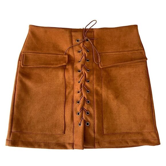 FAUX SUEDE MINI SKIRT - Picture 2 of 7